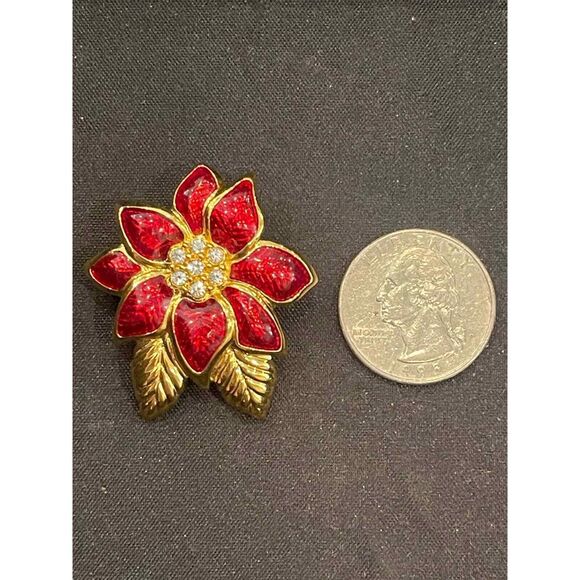 Vintage Poinestta Brooch Pin Monet Costume Jewelry Christmas - Picture 5 of 5